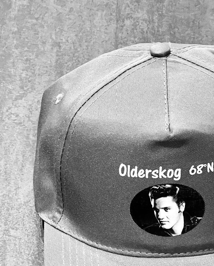 Olderskog-Elvis turkis caps, med trykt bilde av Elvis 
Onesize
